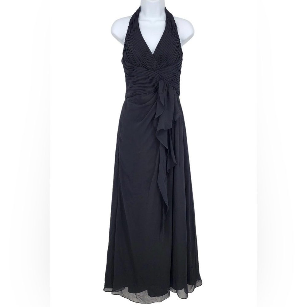NWT David's Bridal Black Halter formal Maxi Dress for prom homecoming wedding
